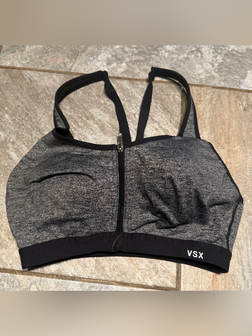 Victoria's Secret VSX Gray and Black Front-Zip Sports Bra